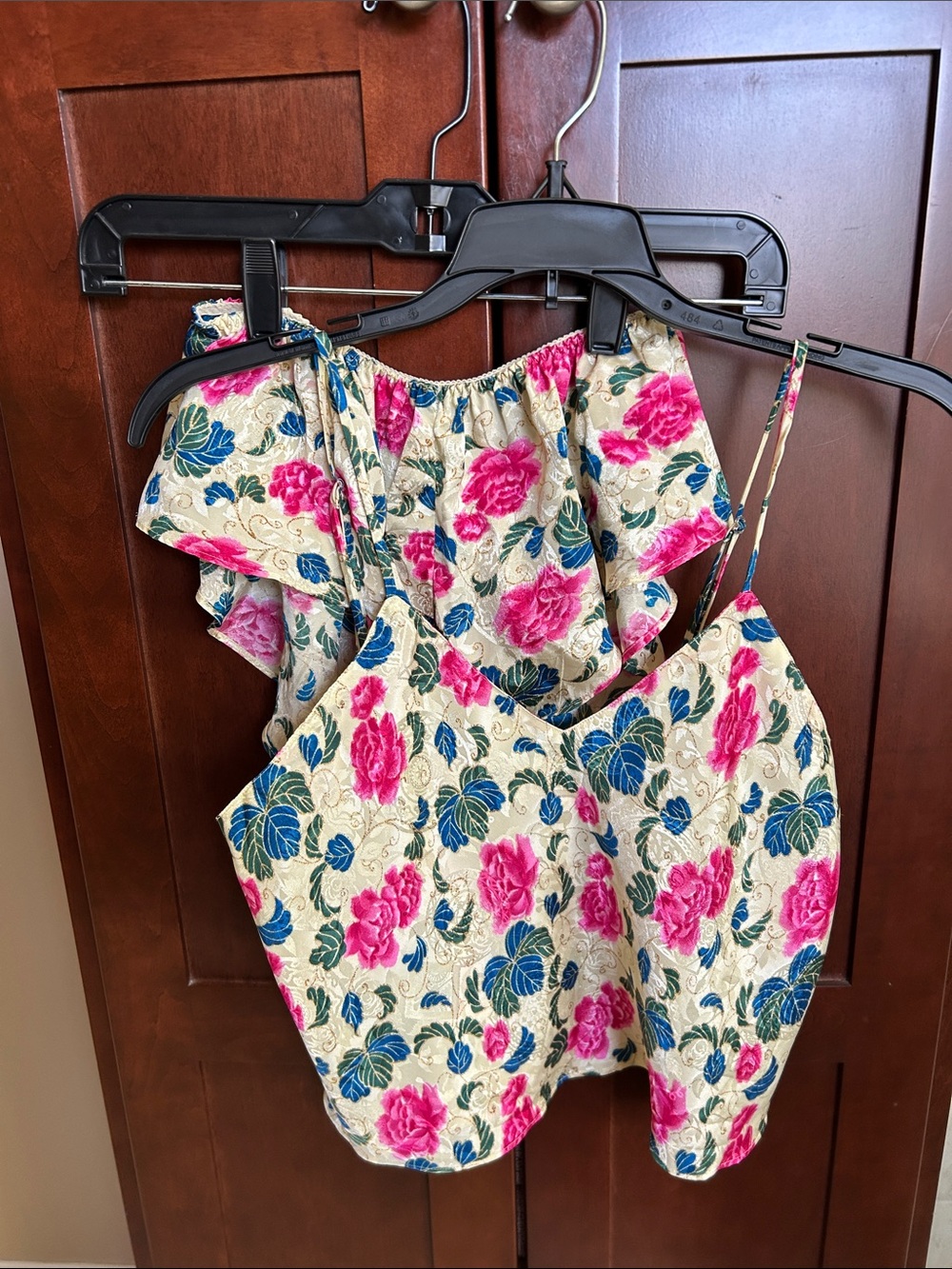 Vintage 90s Gold Tag Victoria's Secret Floral Satin Camisole Tap Pant Set - S
